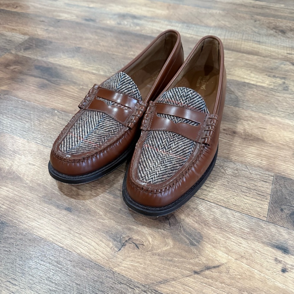 G.H. Bass Weejuns Loafers Men’s 12 Brown Leather Harris Tweed Penny